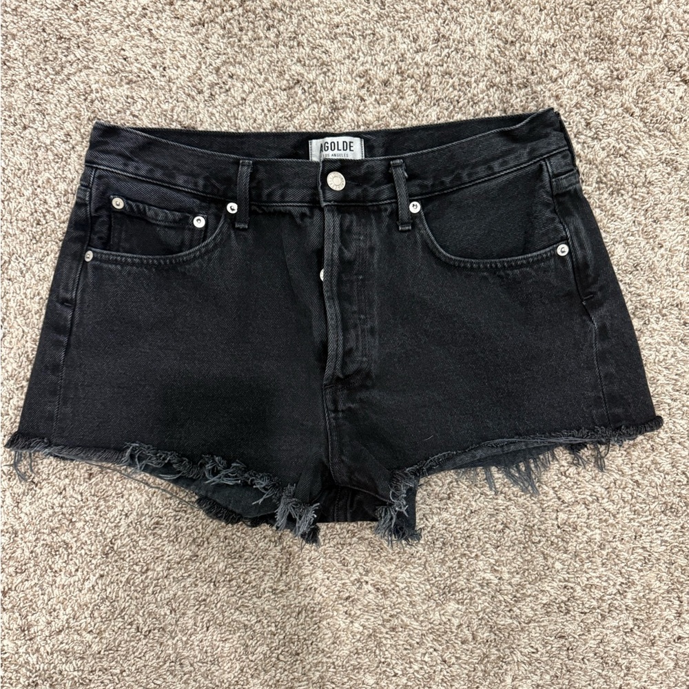 AGOLDE Parker Black Denim Shorts size 28 EUC